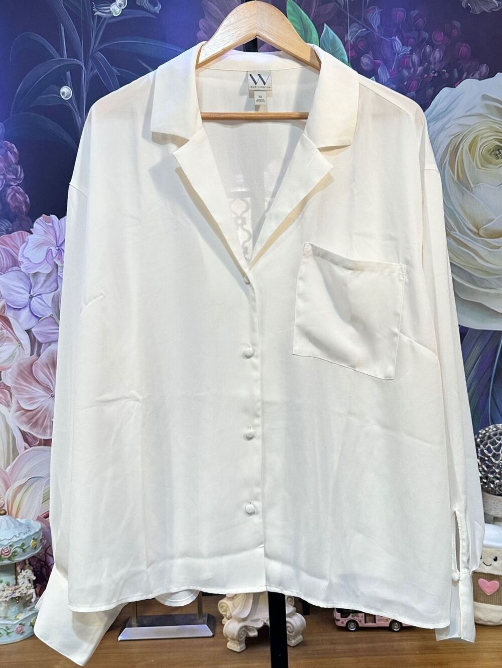 Worthington 3X Button-Down Shirt Sheer Long Sleeve Classic Casual Minimalist